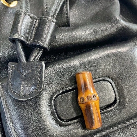 Authentic Vintage Gucci Nylon & Leather Mini Backpack in Black - Picture 4 of 9